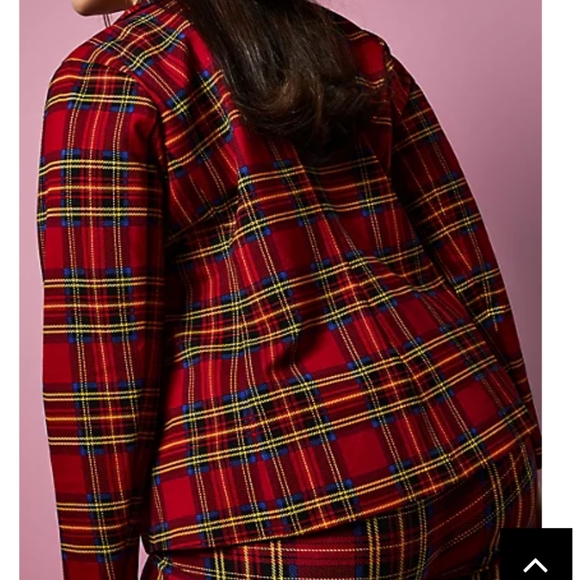 🆕BETSEY JOHNSON RED PLAID PREMIUM PONTE BLAZER - Picture 3 of 11